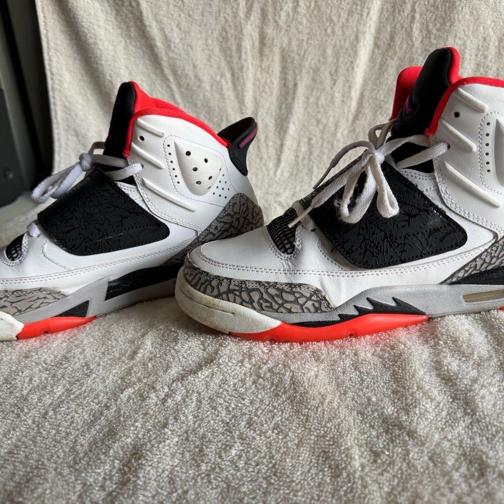 Jordan Kids White Black Sneakers with Orange Accents